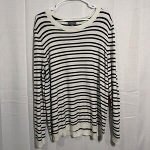 Market & Spruce Striped Sweater With Elbow Patches Plus Size 1X